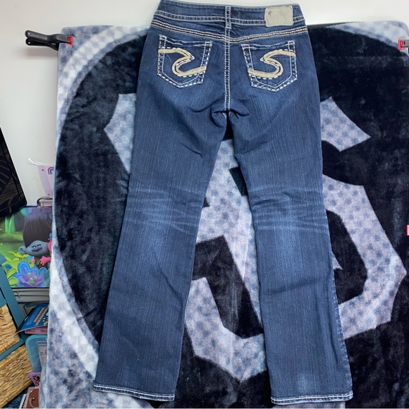 Silver Suki Jeans Womens 29Wx31L Western Glove Works Blue Dark Wash Denim Preppy - Picture 10 of 10